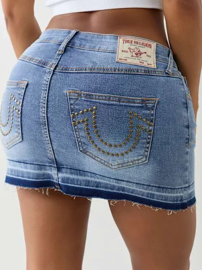 True Religion Women's Denim Studded Mini Skirt