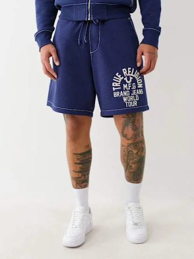 True Religion Men's Big T Slub Sweat Short In Blue