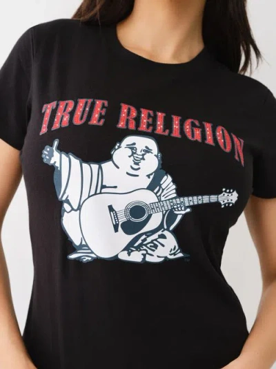 True Religion Women's Crystal Buddha Logo T-shirt In Black