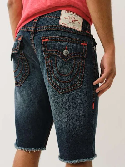 True Religion Ricky Super T Frayed Short In Blue