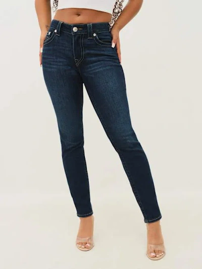 True Religion Women's Jennie Mid Rise Curvy Skinny Jean In Blue