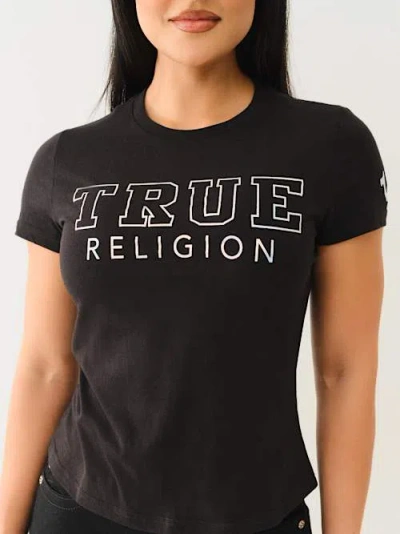 True Religion Women's Iridescent Logo T-shirt In Black