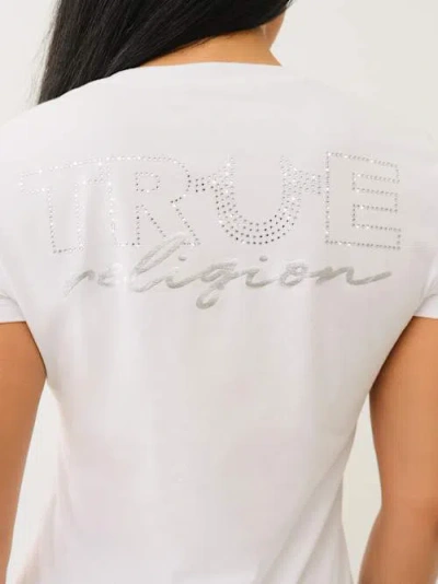 True Religion Women's Crystal Outline V Neck T-shirt