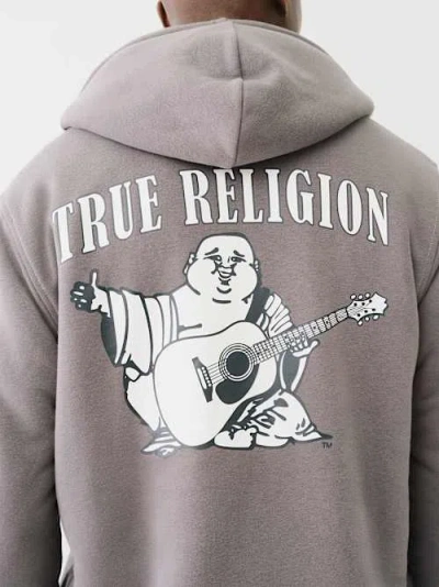 True Religion Sherpa Buddha Zip Hoodie In Gray
