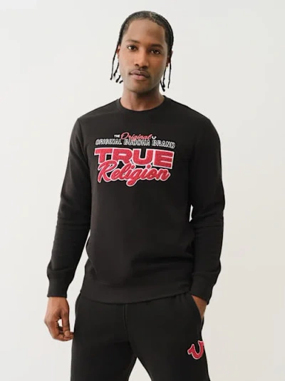 True Religion Chenille Sweatshirt In Black
