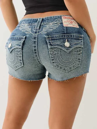 True Religion Women's Joey Big T Winged Horseshoe Frayed Short