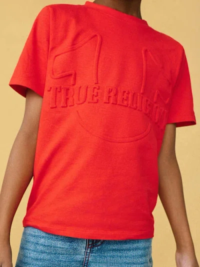 True Religion Boys Embossed Logo T-shirt In Red