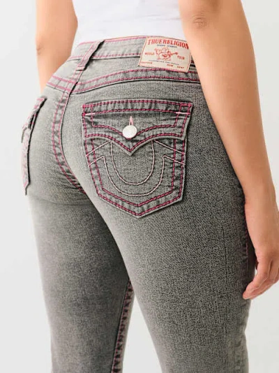 True Religion Women's Jennie Twisted Inseam Big T Curvy Skinny Jean In Black
