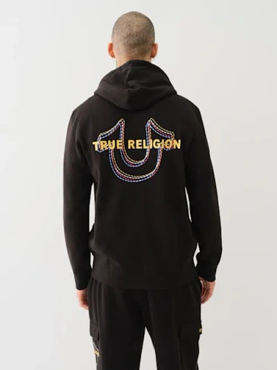 True Religion Multi Horseshoe Zip Hoodie In Black