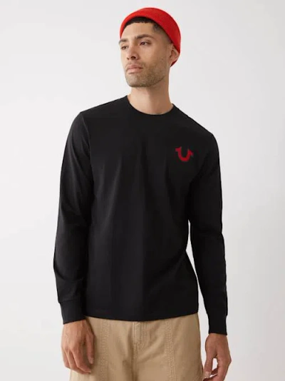 True Religion Men's Long Sleeve Classic Logo T-shirt In Black