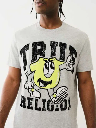 True Religion Men's Shoey Flocked Logo T-shirt In Gray