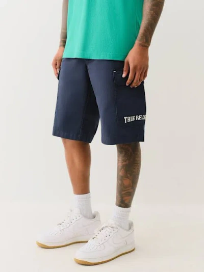 True Religion Men's Logo Cargo Short In Blue