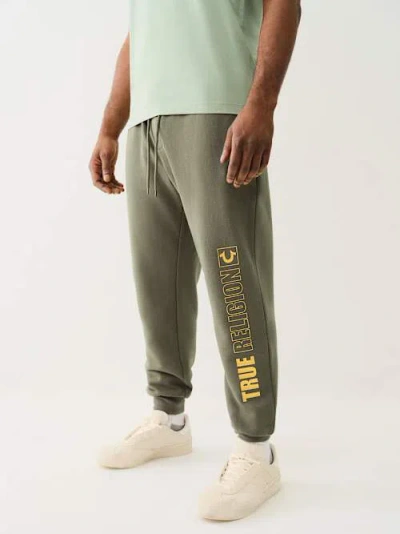 True Religion High Density Logo Jogger In Green