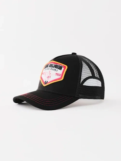True Religion Men's Buddha Logo Trucker Hat In Black