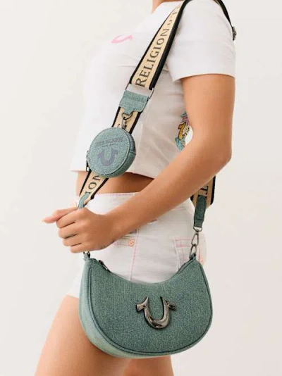 True Religion Women's Denim Crescent Hobo Bag