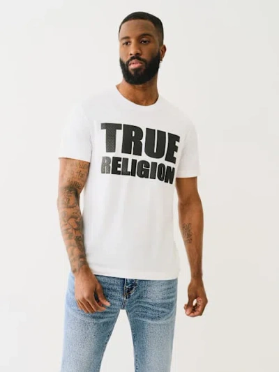 True Religion Men's High Density Logo T-shirt In White