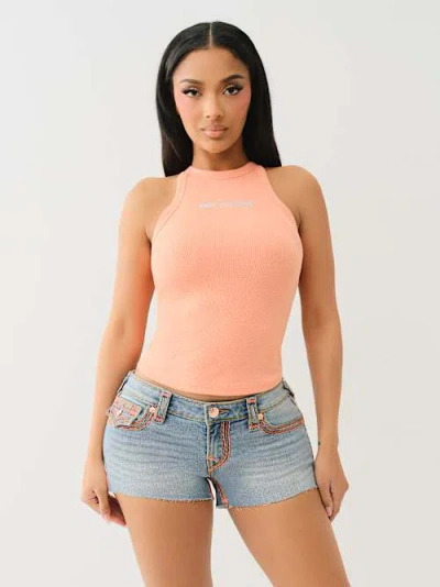 True Religion Women's World Tour Buddha Halter Tank Top In Pink