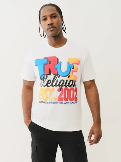 True Religion Men's Colorblock Logo T-shirt In White