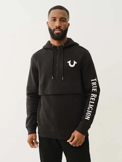 True Religion Fleece Anorak Hoodie In Black