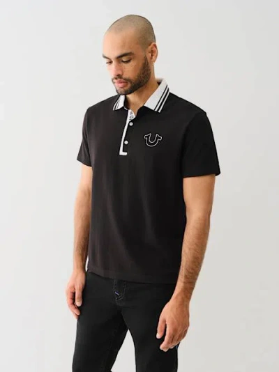 True Religion Man Polo Shirt Black Size L Cotton In Black