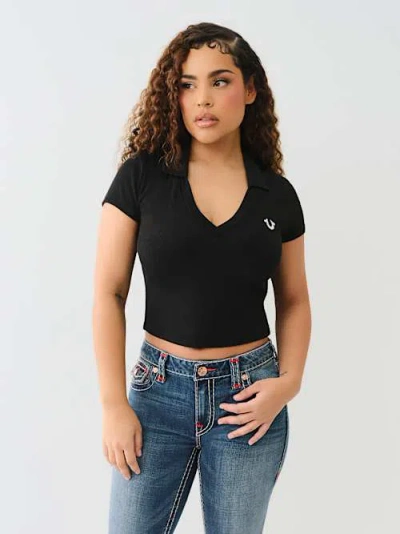True Religion Horseshoe Polo Baby T-shirt In Black