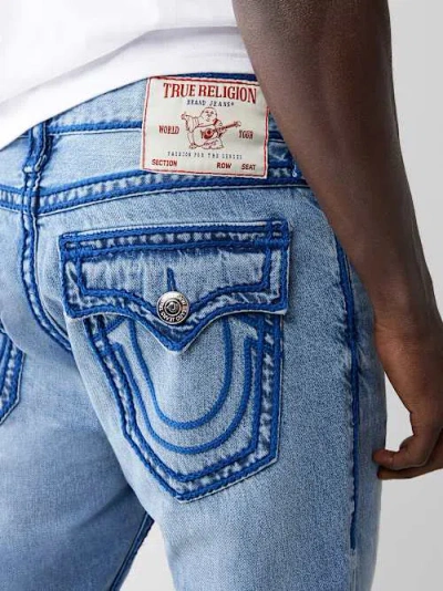 True Religion Men's Ricky Rope Stitch Flap Straight Jean In Blue