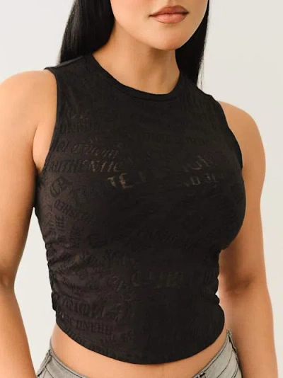 True Religion Women's Allover Logo Burnout Tank Top In Black
