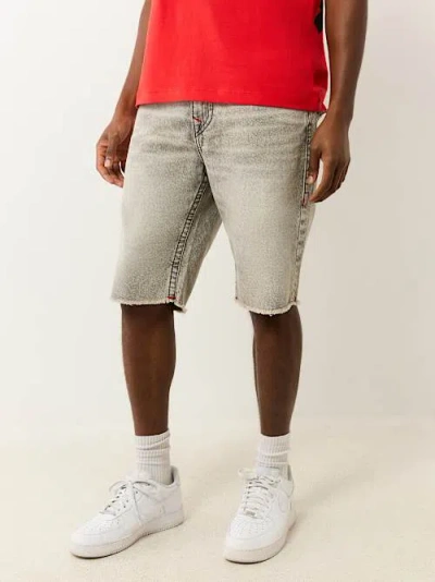 True Religion Ricky Frayed Flap Denim Short In Gray