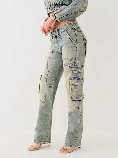True Religion Women's Ricki Vintage Carpenter Cargo Jean In Multi