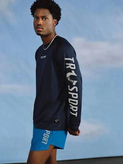True Religion Men's True Sport Long Sleeve Raglan T-shirt In Blue
