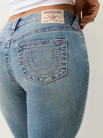 True Religion Women's Billie Mid Rise Big T Straight Jean