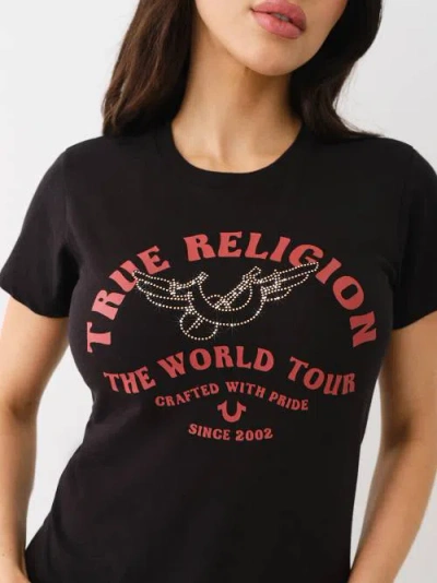 True Religion Women's Studded Wing Horseshoe T-shirt In Black