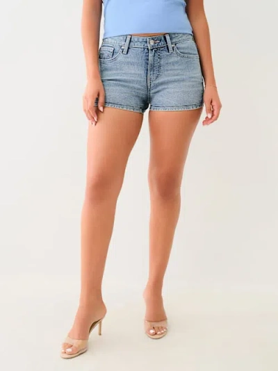 True Religion Women's Jennie Mid Rise Short In Blue