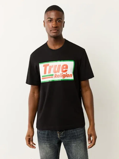 True Religion High Density Logo Tee In Black