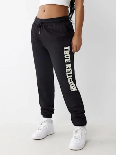 True Religion Women's Logo Mid Rise Jogger In Black
