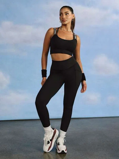 True Religion High Waist Performance Ankle Leggings In Black