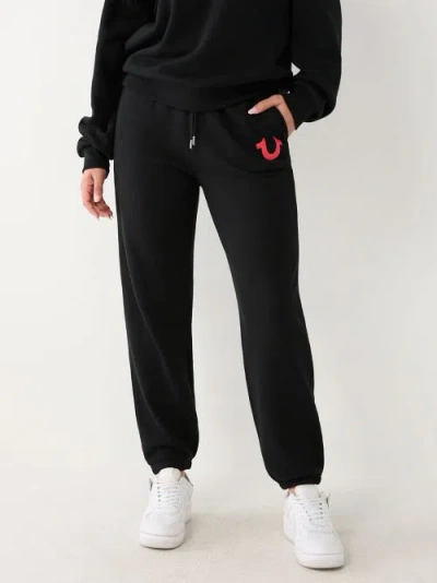 True Religion Women's Logo Relaxed Jogger In Black