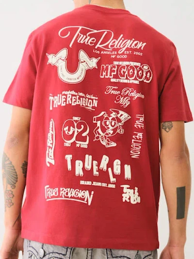 True Religion Men's Puff Logo Short Sleeve T-shirt In Red