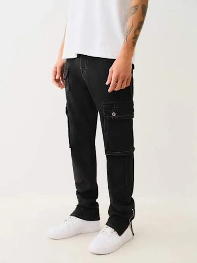 True Religion Men's Rocco Stacked Zip Hem Cargo Skinny Jean In Black