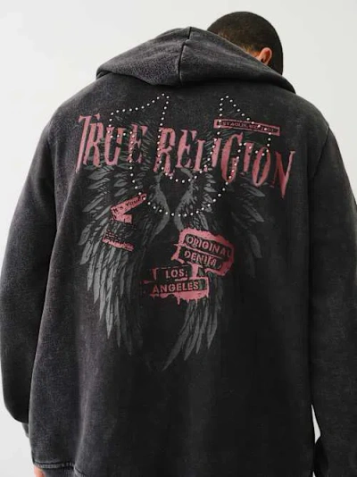 True Religion Studded Logo Zip Hoodie