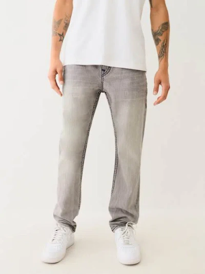True Religion Ricky Flap Straight Fit Jeans In Chalk Gray In Neutral