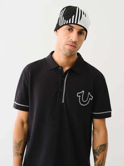 True Religion Colorblock Striped Horseshoe Beanie