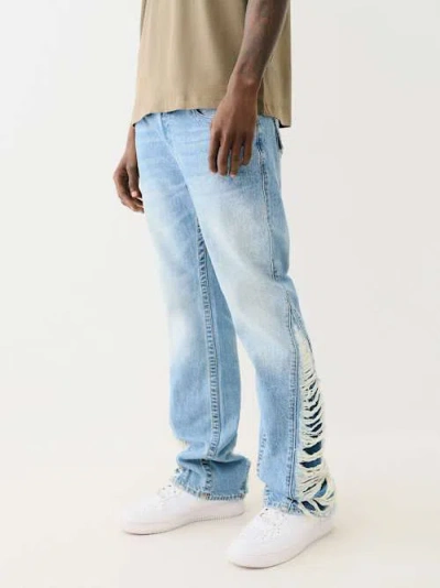 True Religion Men's Joey Destroyed Slit Slim Flare Jean In Blue