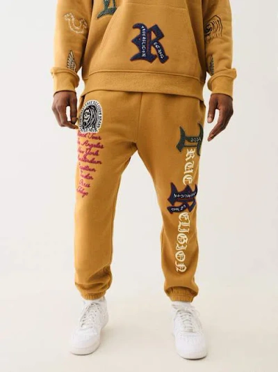 True Religion Logo Patch Embroidery Jogger In Orange