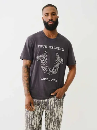 True Religion Embroidered Radio Wave Horseshoe Tee In Blue