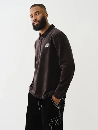 True Religion Men's Velvet Long Sleeve Polo Shirt
