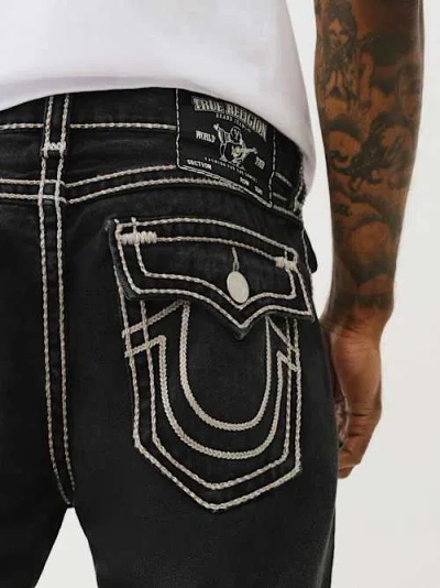 True Religion Men's Ricky Super T Rope Stitch Straight Jean In Black