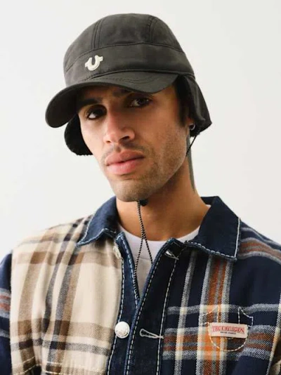 True Religion Men's Faux Shearling Trim Hat In Black
