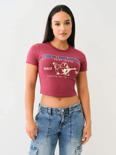 True Religion World Tour Logo Baby Tee In Brown