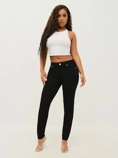 True Religion Women's Halle Mid Rise Super Skinny Jean In Black